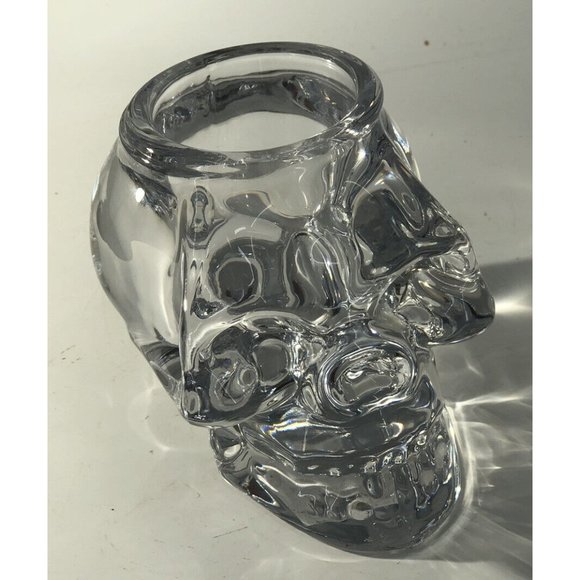 Crystal Skull Votive Candle Holder Heavy Glass Gothic D&D Halloween - Picture 10 of 10